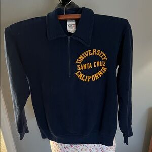 Santa Cruz Vintage Skateboard Navy and Gold Zip Up Sweater